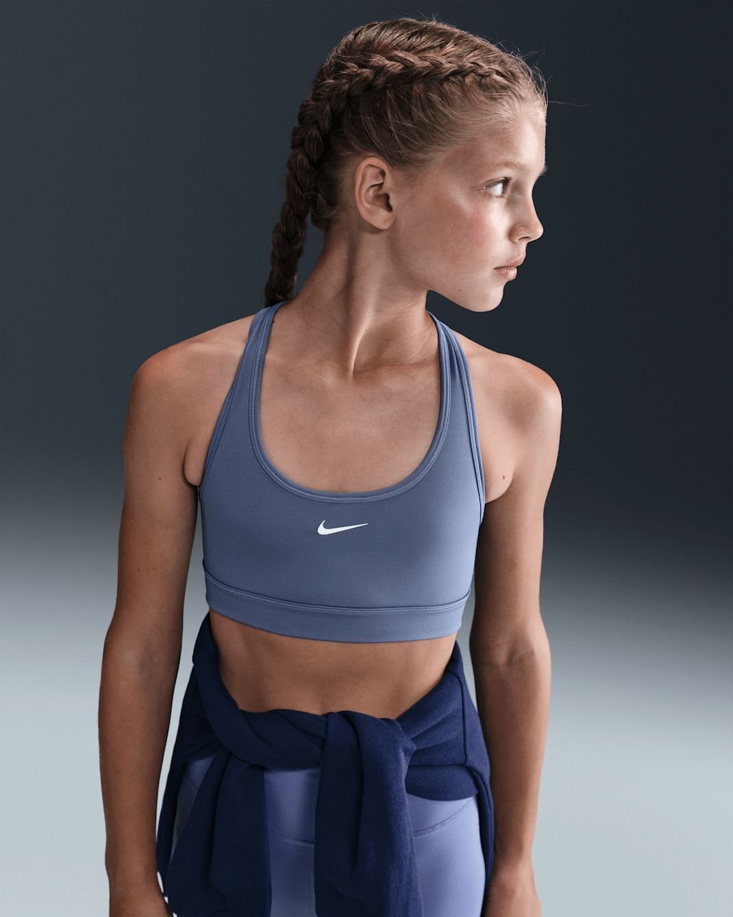 Nike Swoosh Girls' Sports Bra - World Indigo/White