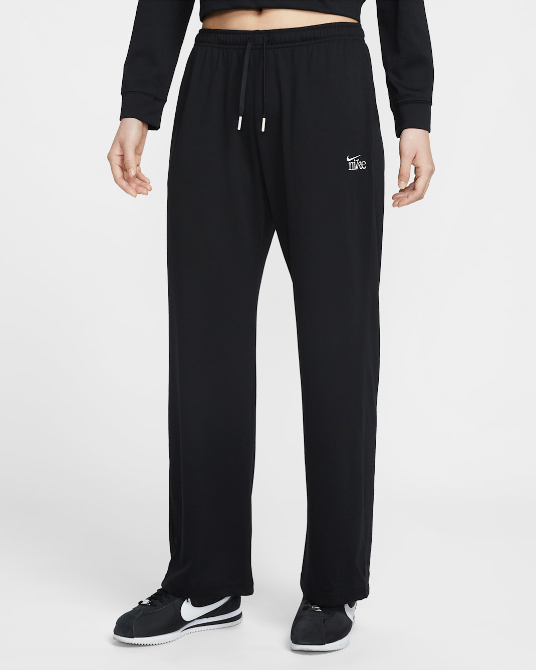 Nike Sportswear Chill Knit Women's Mid-Rise Lightweight Open-Hem Trousers - Black/Chalk