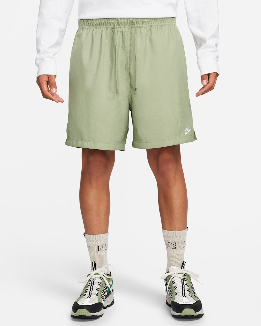 Shorts de tejido Woven Flow para hombre Nike Club - Verde aceite/Blanco