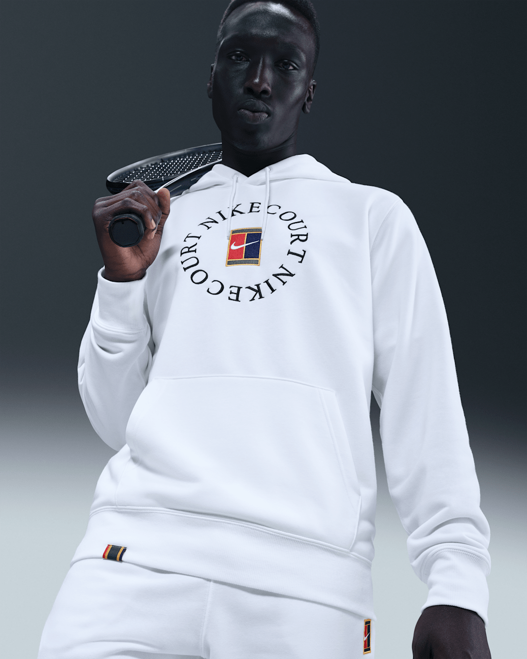 Sweat à capuche de tennis en molleton Dri-FIT NikeCourt Heritage pour homme - Blanc/Noir
