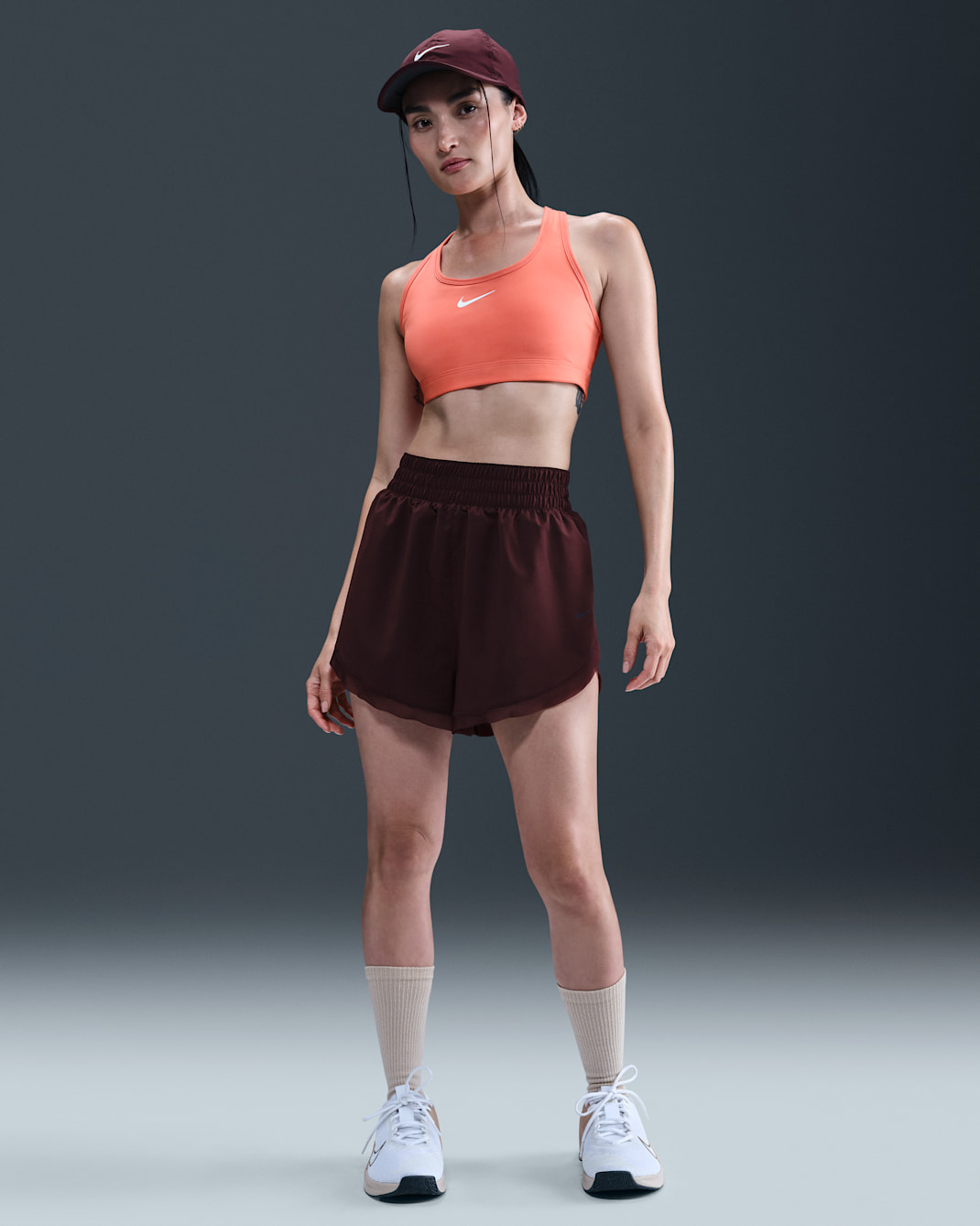 Nike One Women's Dri-FIT Loose 3" Brief-Lined Shorts - Burgundy Crush/Burgundy Ash