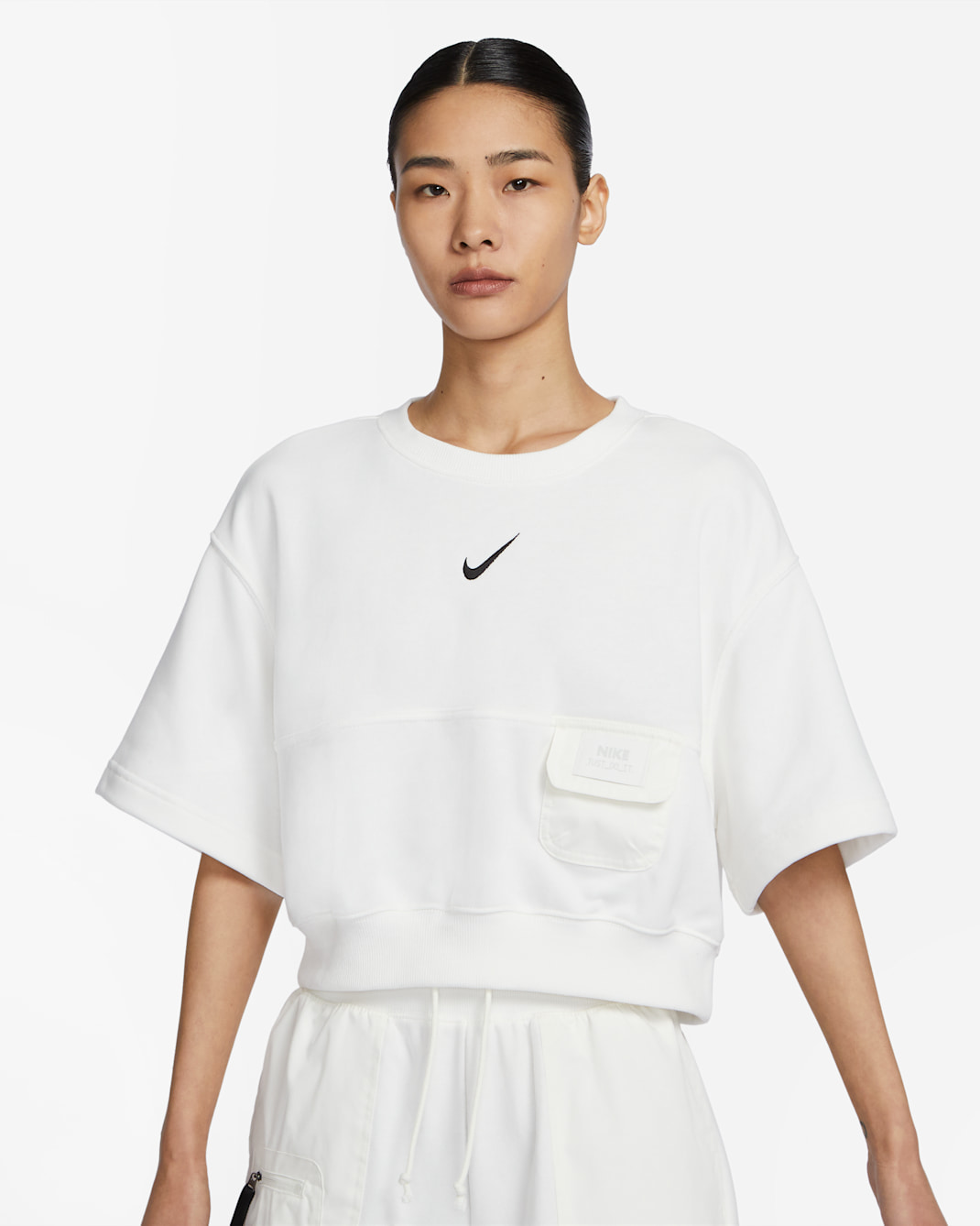Nike Sportswear City Utility Women's French Terry Short-Sleeve Top - Sail/Black