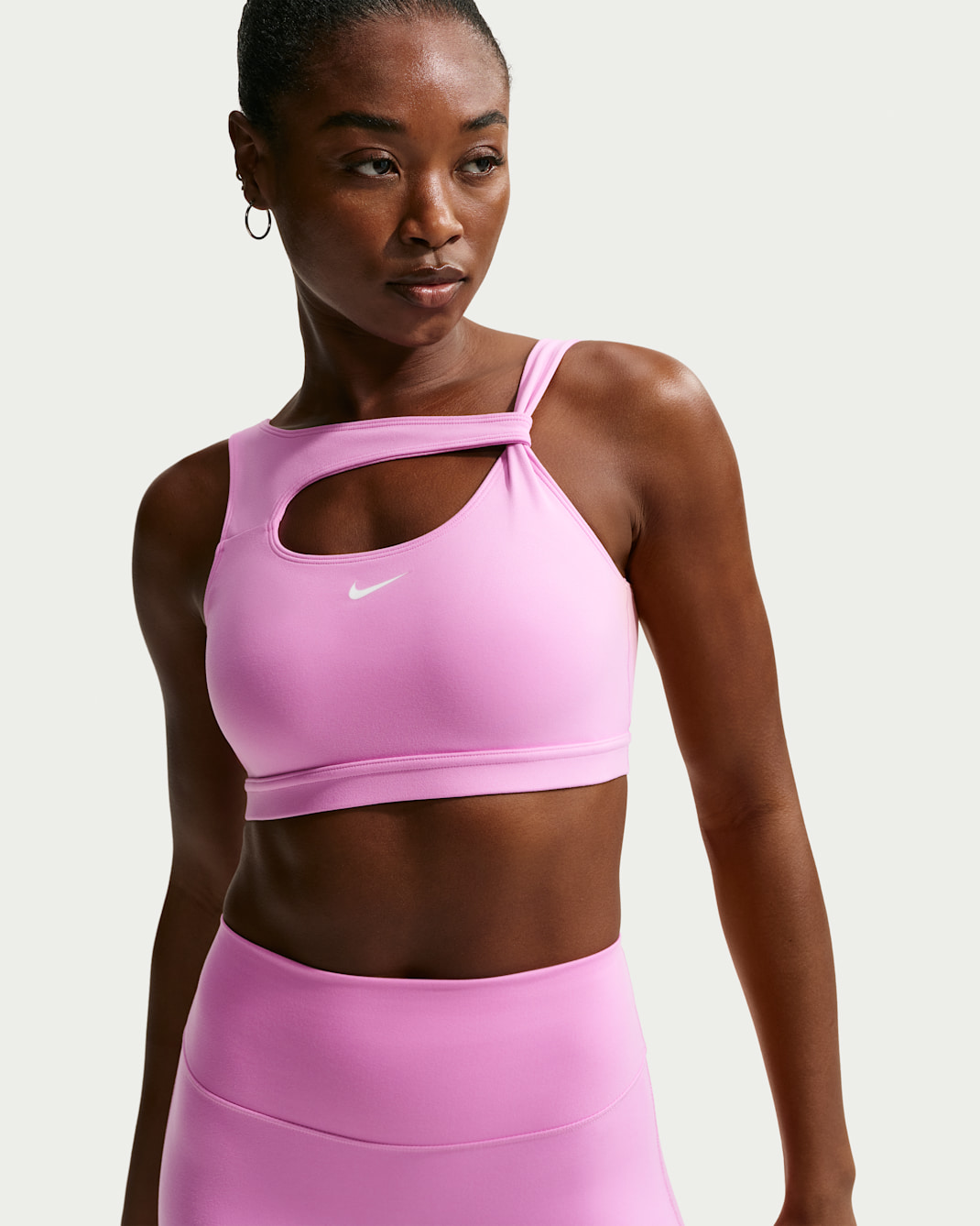 Nike One sports-BH med innlegg og middels støtte til dame - Light Magenta/Hvit