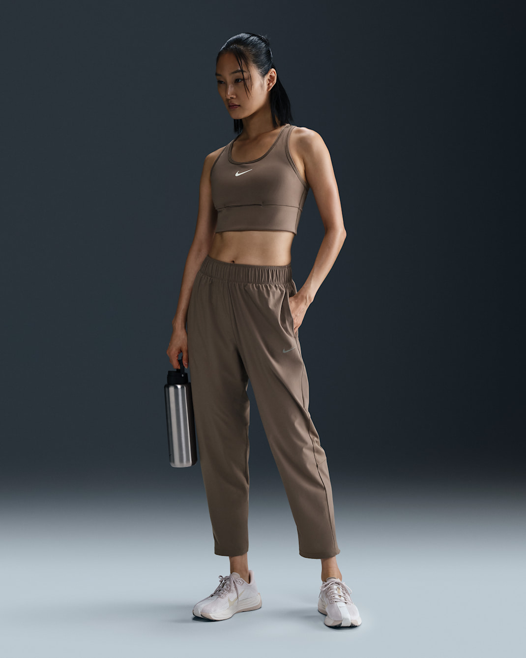 Nike Dri-FIT Fast Women's Mid-Rise 7/8 Running Trousers - Mink Brown/Mink Brown