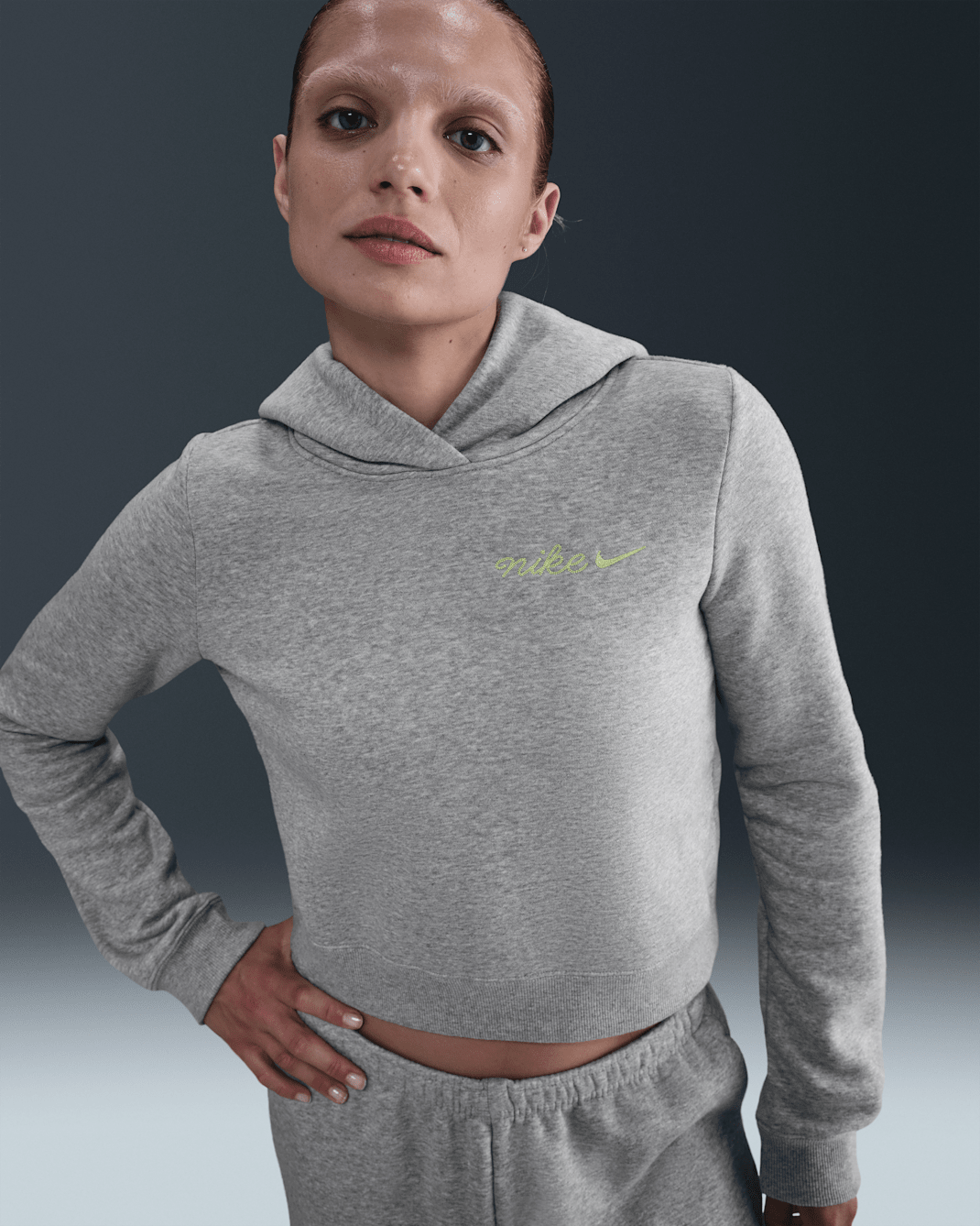 Nike Sportswear Phoenix Fleece Women's Shrunken Hoodie - Dark Grey Heather