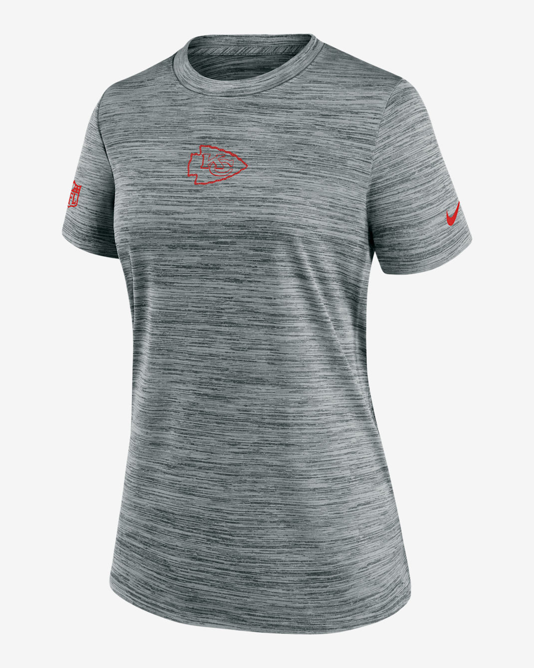 Playera Nike Dri-FIT de la NFL para mujer Kansas City Chiefs Sideline Team Issue Velocity - Gris jaspeado