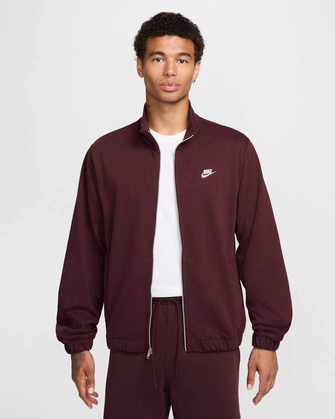 Nike Club Men's Knit Jacket - Burgundy Crush/Burgundy Crush/White