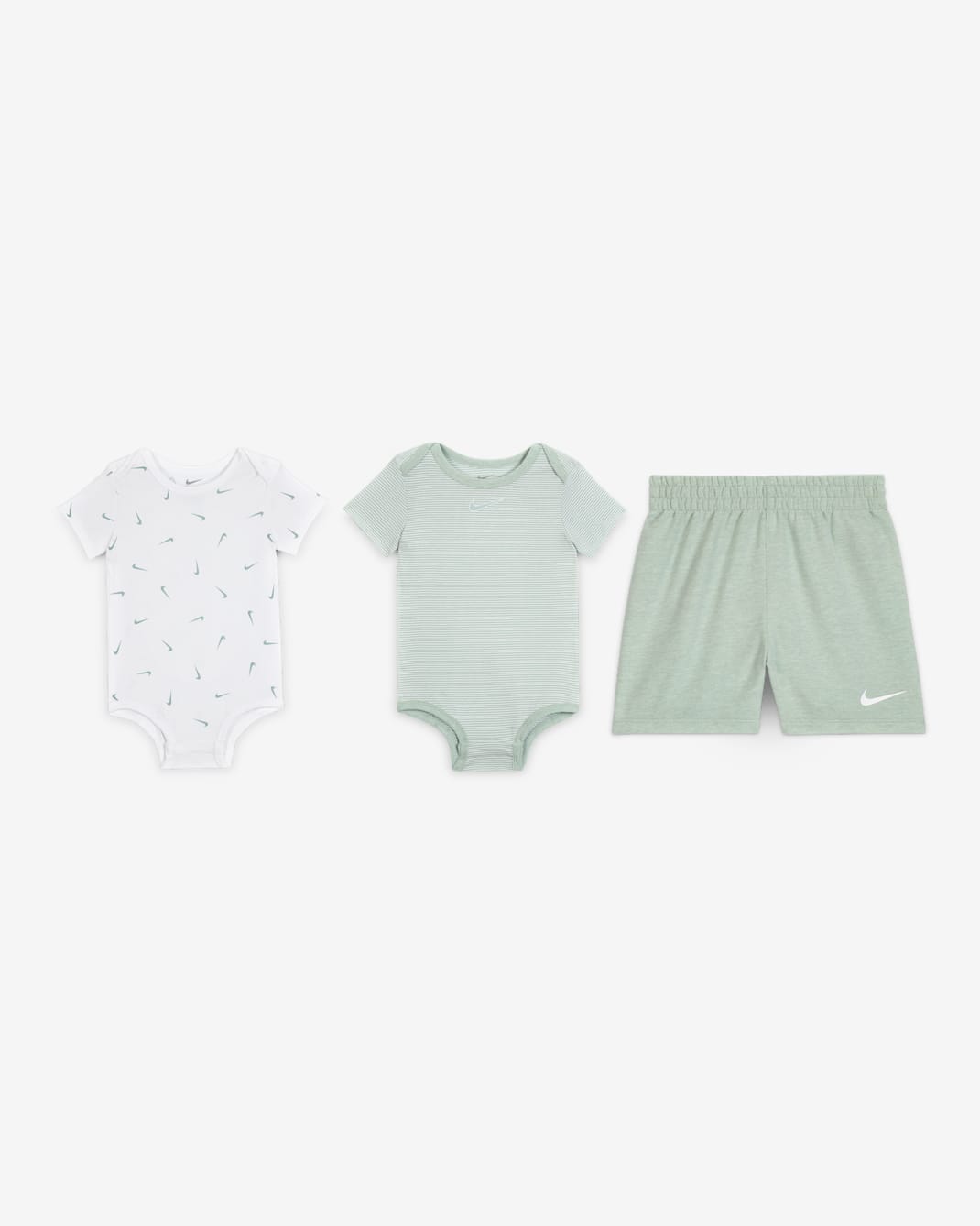 Nike Essentials Baby (12-24M) 3-Piece Striped Swooshfetti Set - Mica Green
