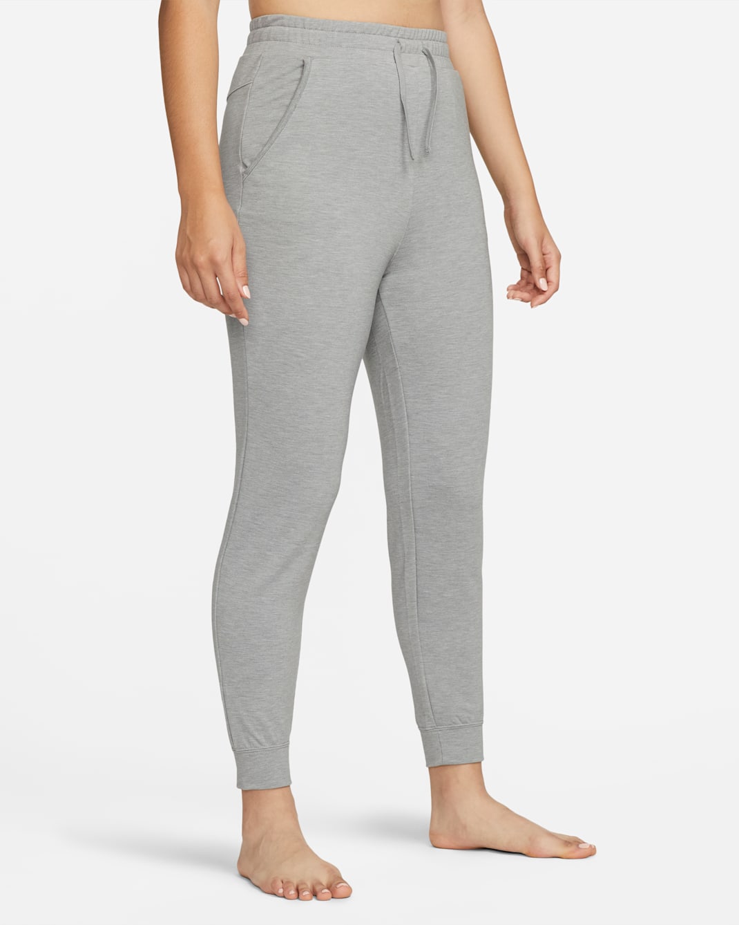 Nike Yoga Dri-FIT Womens 7/8 Fleece Joggers - Particle Grey/Heather/Iron Grey