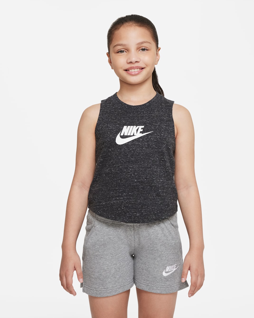 Nike Sportswear Older Kids' (Girls') Jersey Tank - Black/Heather/White