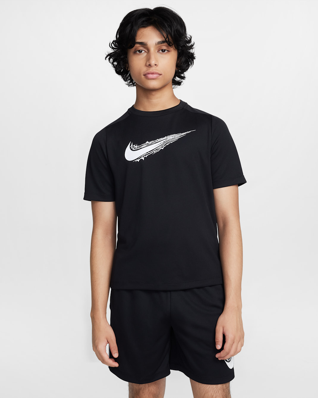 Nike Multi Older Kids' (Boys') Dri-FIT Short-Sleeve Top - Black/White