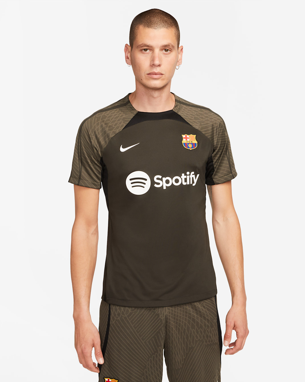 FC Barcelona Strike 男款 Nike Dri-FIT 針織足球上衣 - Sequoia/黑色/白色