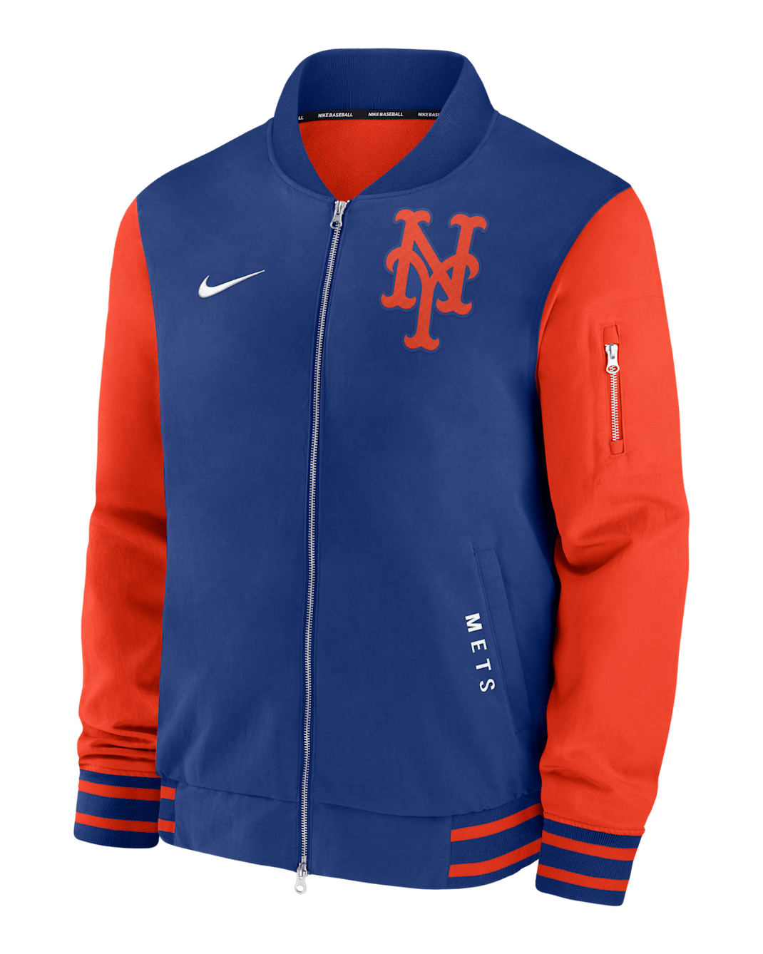 New York Mets Authentic Collection Dugout Men's Nike MLB Full-Zip Bomber Jacket - Rush Blue