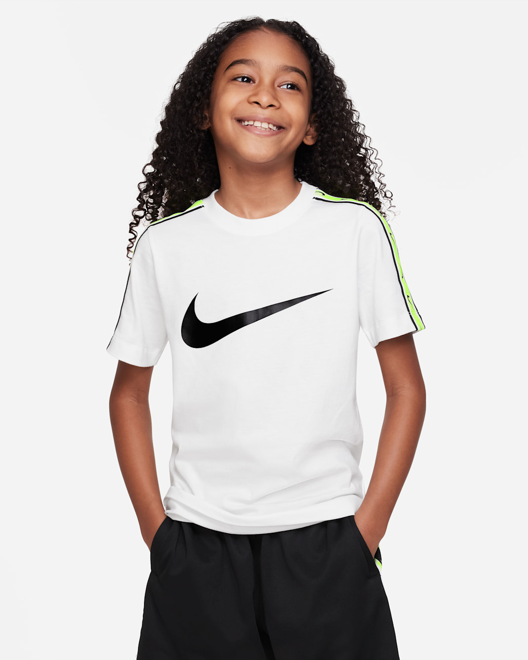 Nike Sportswear Repeat Older Kids' (Boys') T-Shirt - Summit White/Summit White/Black