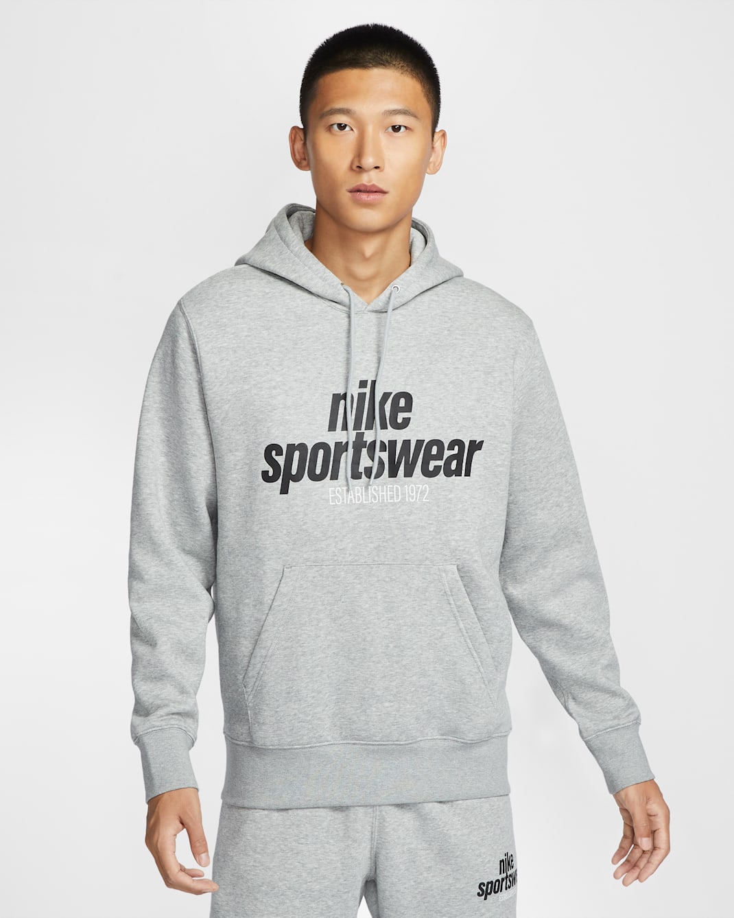 ナイキ クラブ メンズ フリース プルオーバー パーカー - ダークグレーヘザー/ライトスモークグレー/ブラック