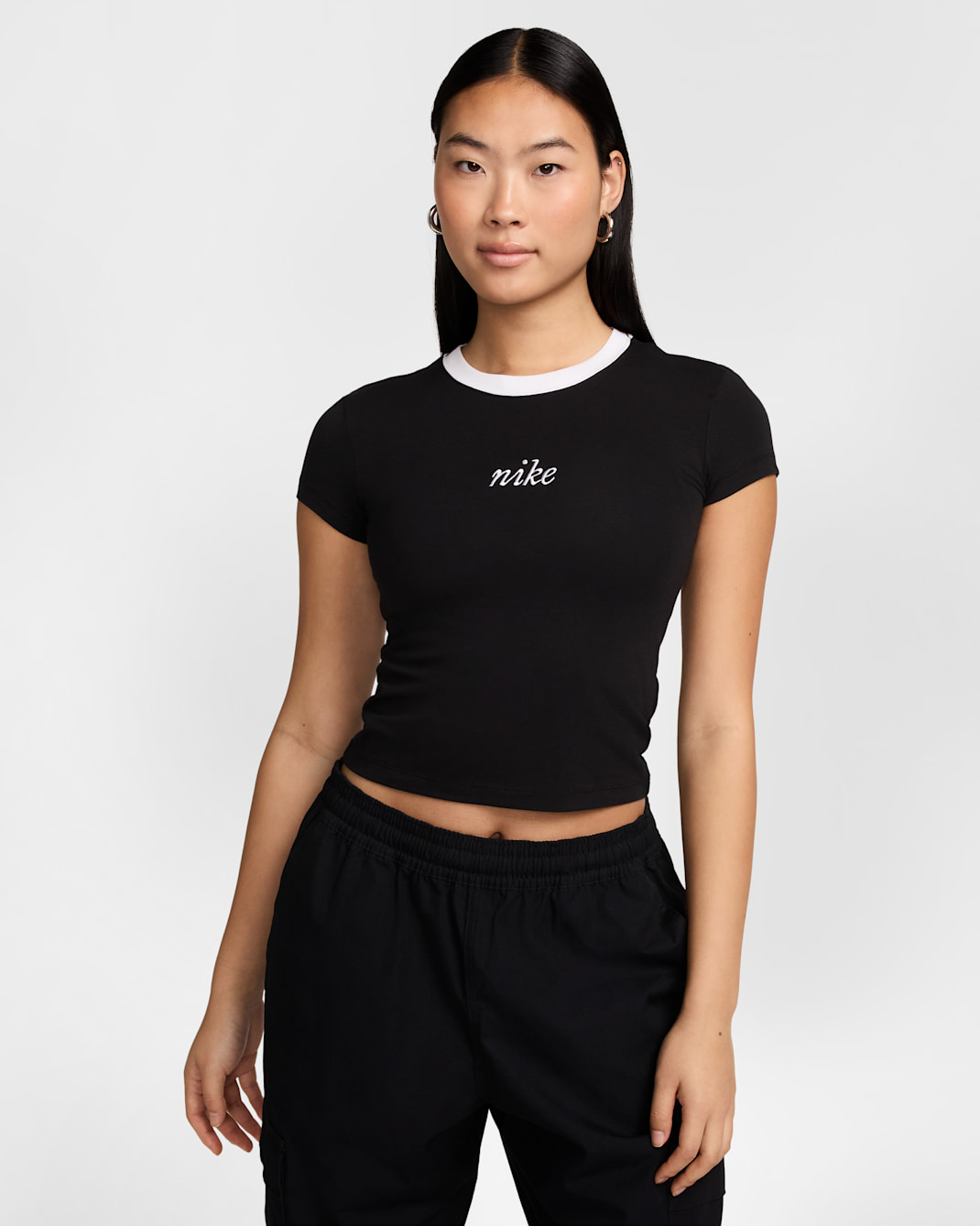 Nike Sportswear Chill Knit Women's Slim Cropped Tee - Black/White