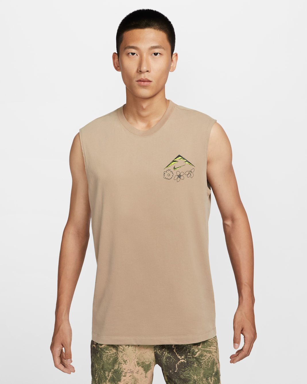 Nike Men's Dri-FIT Sleeveless Running T-Shirt - Khaki