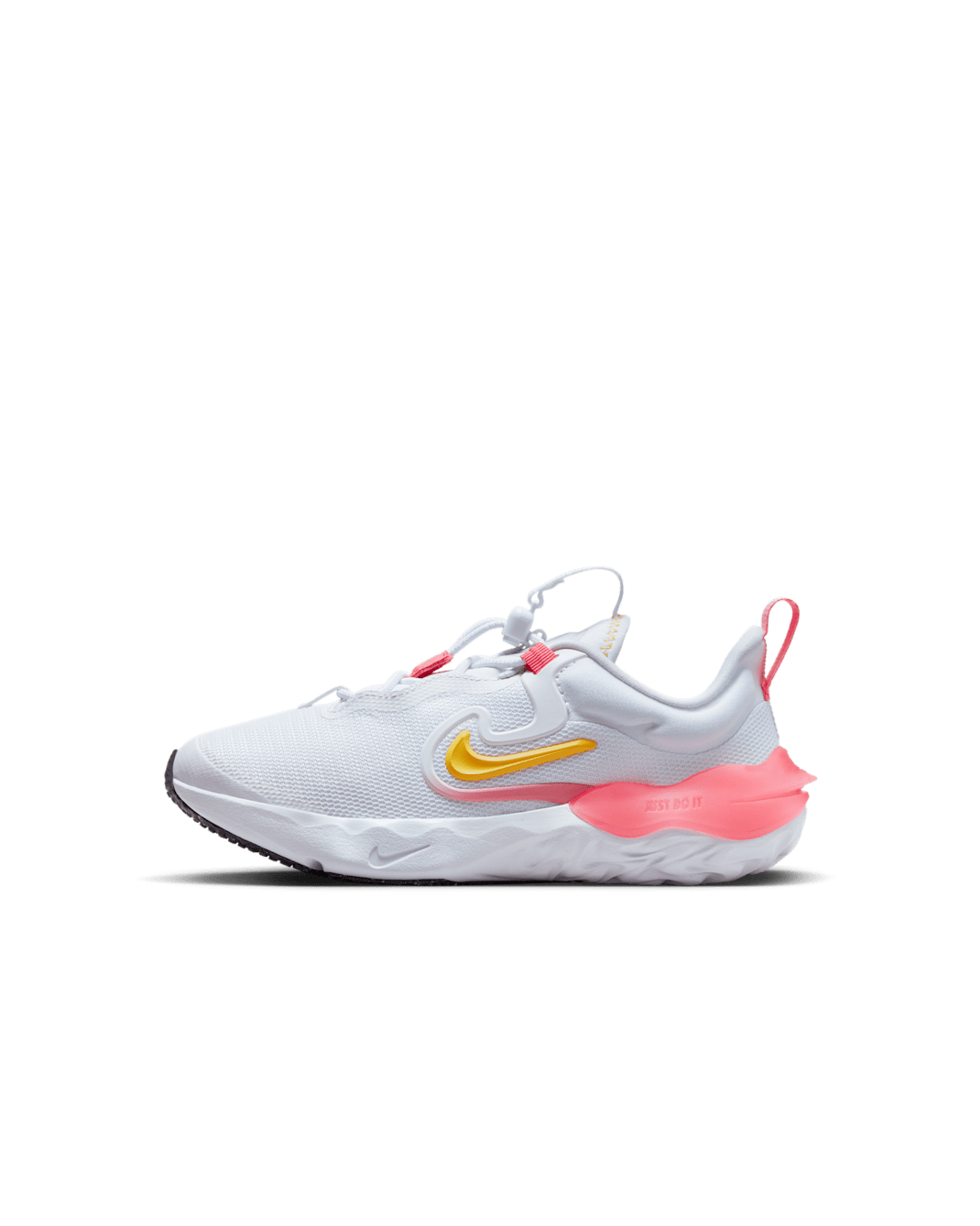 Nike Run Flow Younger Kids' Easy On/Off Shoes - White/Photon Dust/Coral Chalk/Citron Pulse