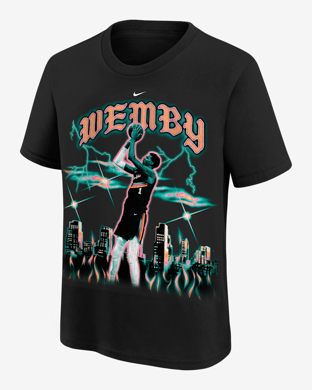 Victor Wembanyama San Antonio Spurs City Edition Big Kids' Nike NBA T-Shirt - Black
