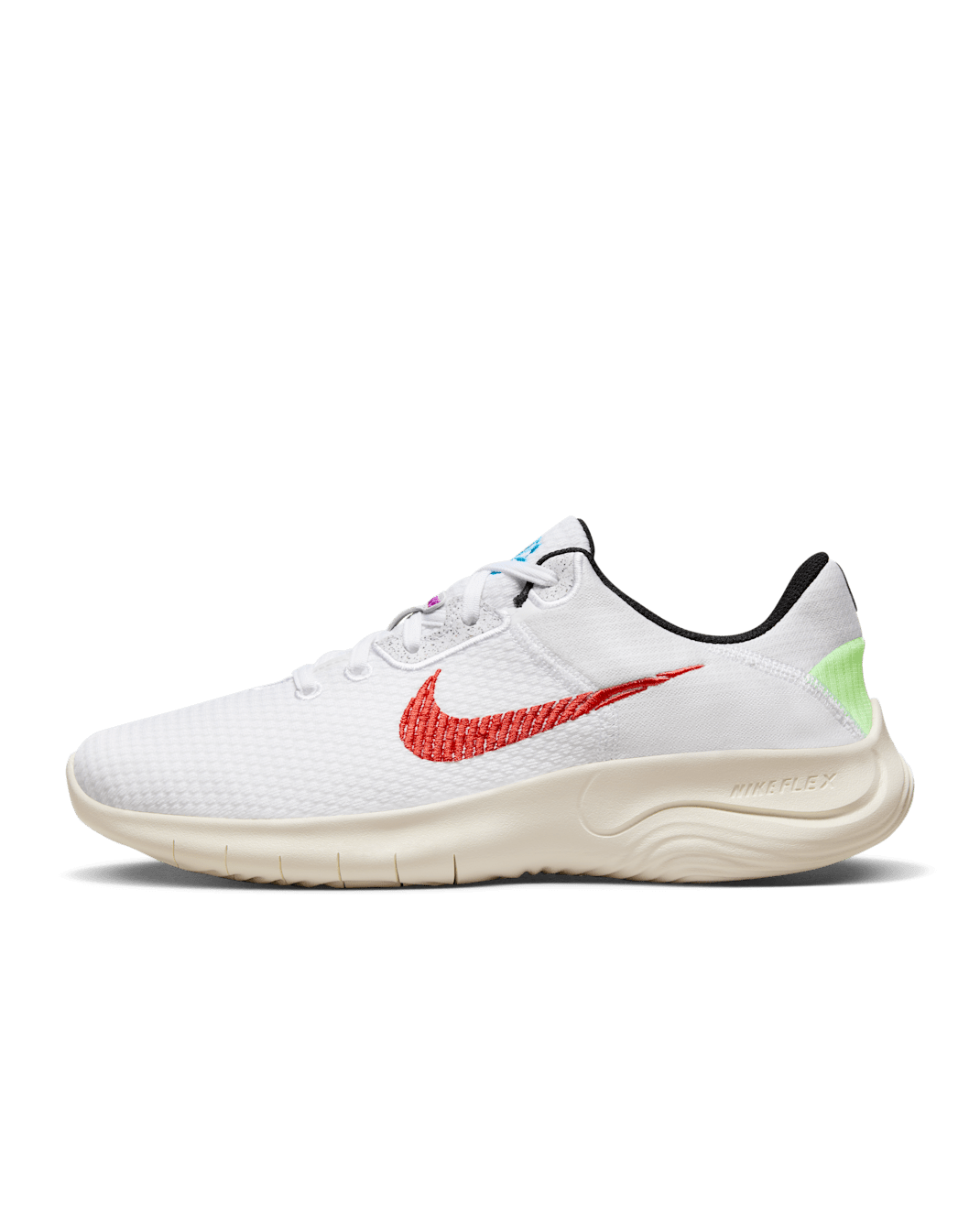 Nike Flex Experience Run 11 SE 男款路跑鞋 - 白色/Blue Lightning/Picante Red/Fuchsia Dream