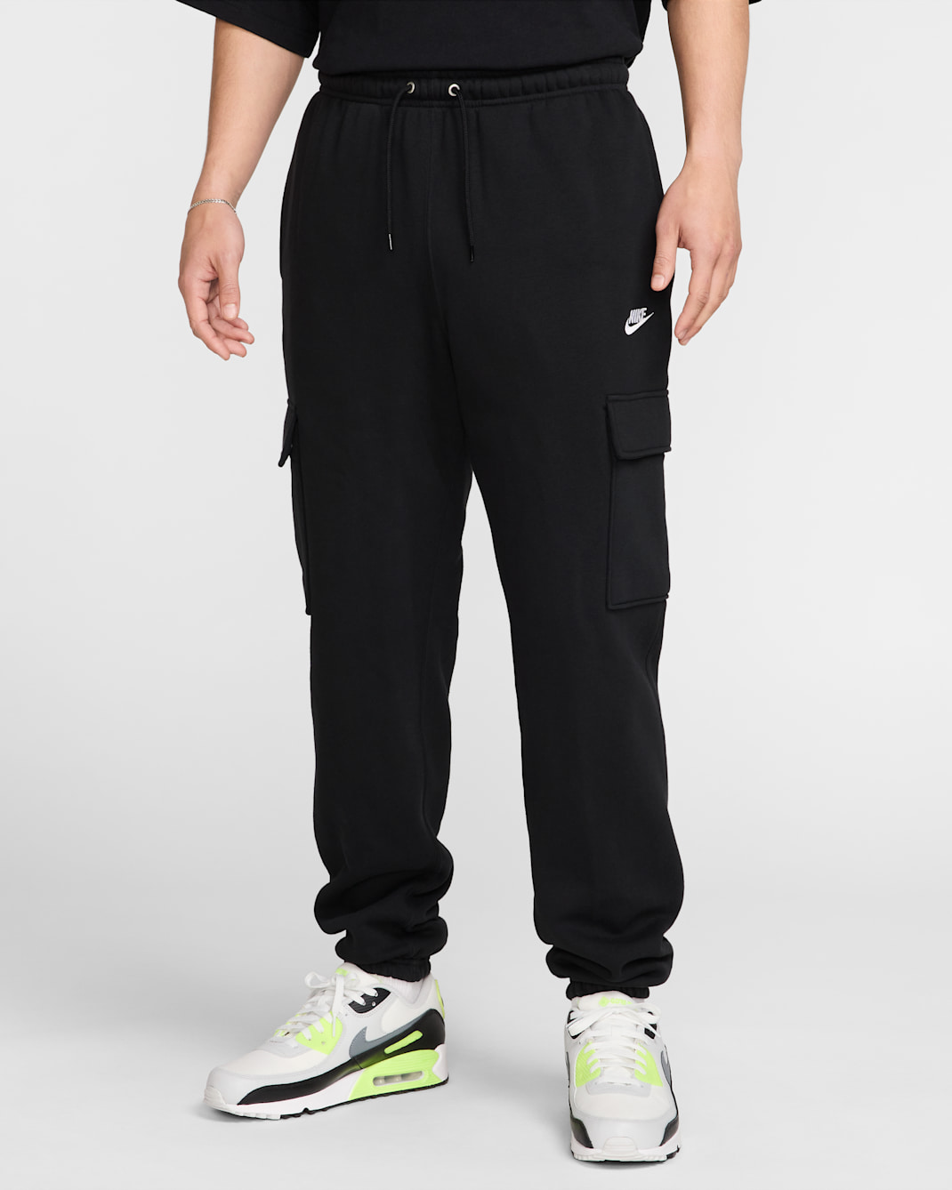Nike Club Men's Fleece Cargo Pants - Black/Black/White