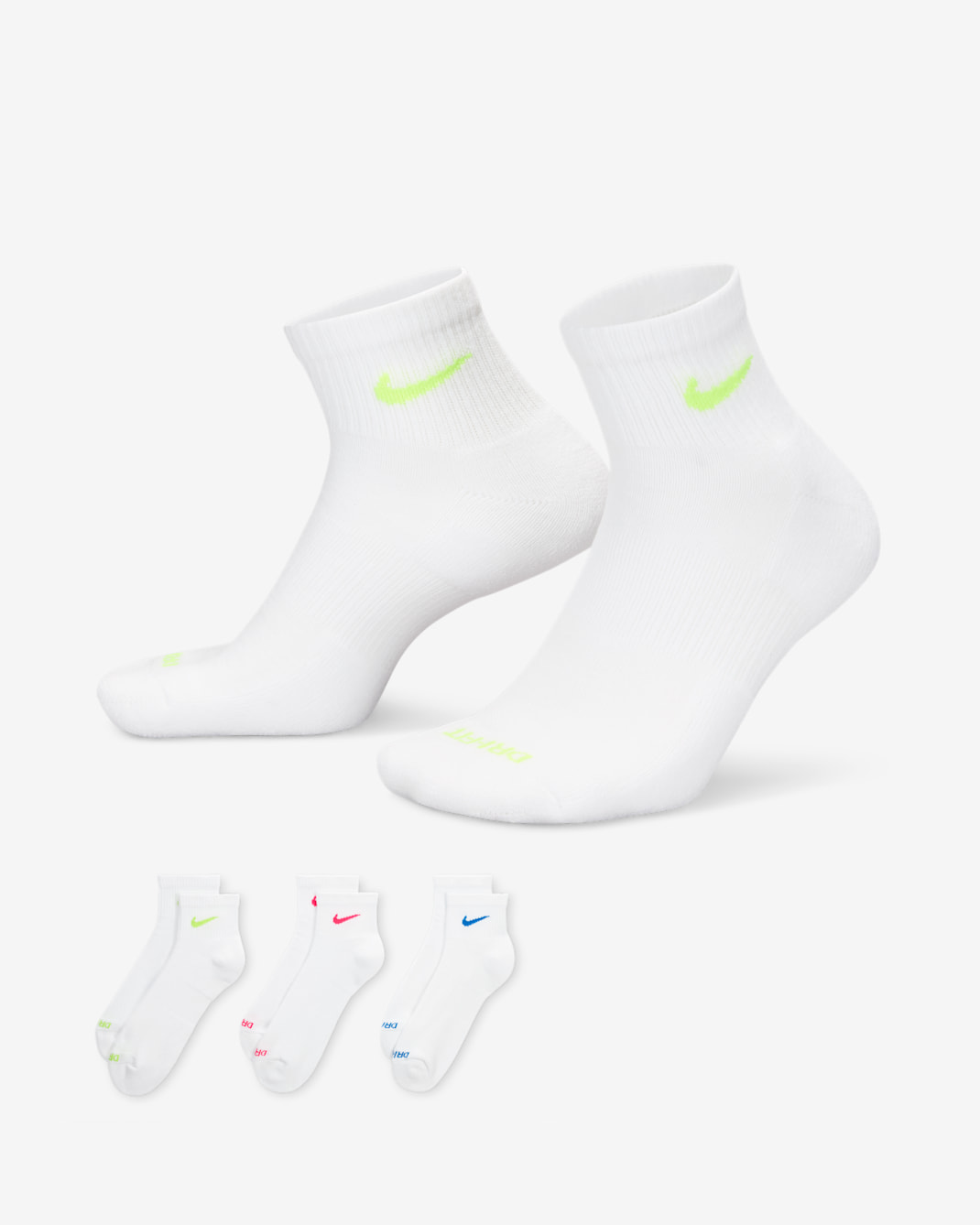 Nike Everyday Plus Cushioned Training Ankle Socks (3 Pairs) - Multi-Color