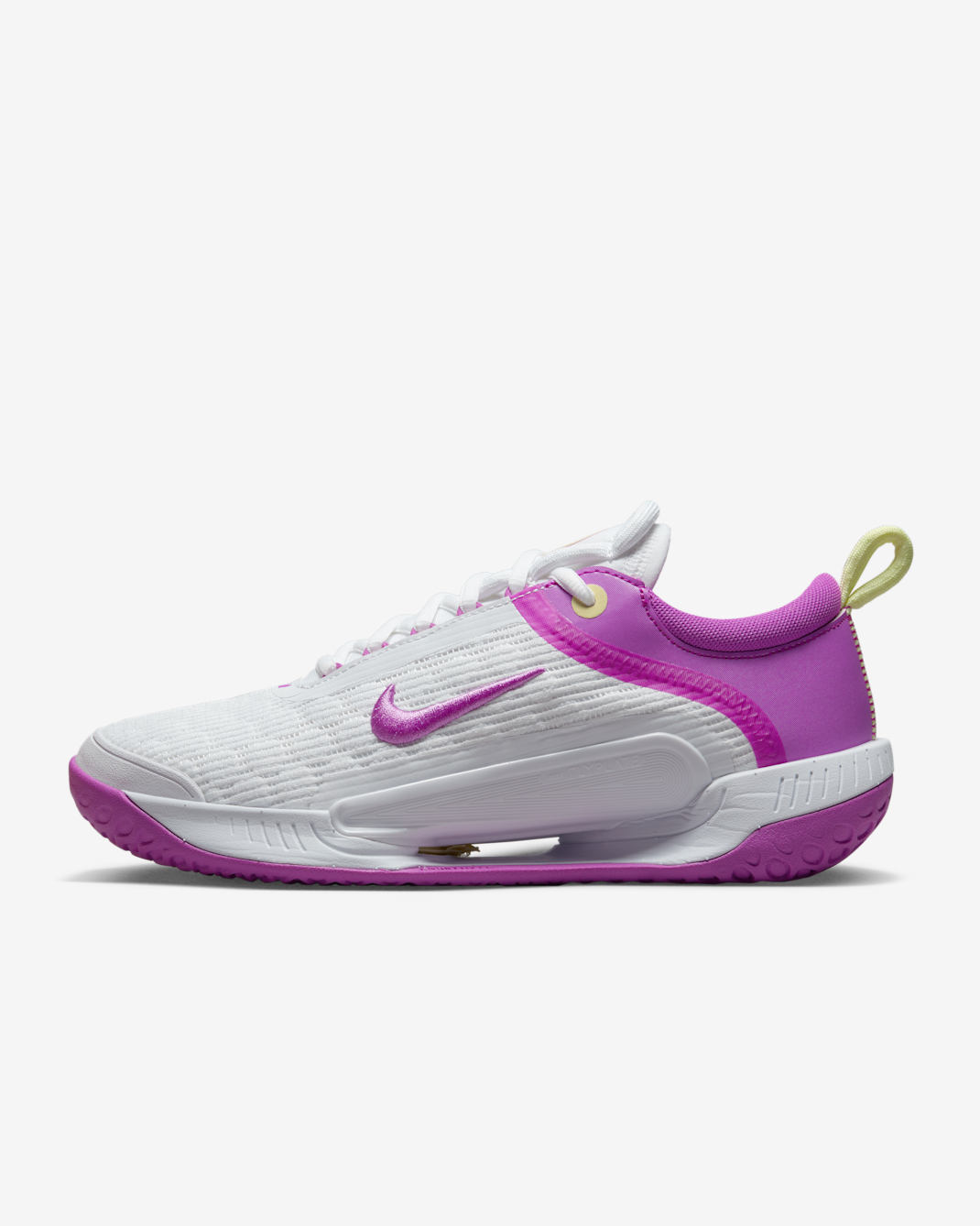 NikeCourt Air Zoom NXT Women's Hard Court Tennis Shoes - White/Citron Tint/Citron Tint/Fuchsia Dream