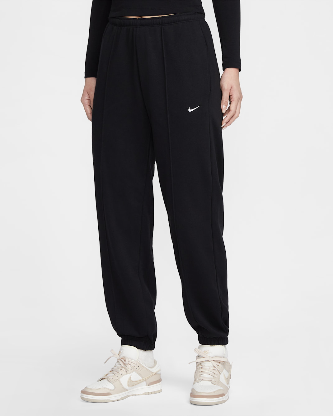 Nike Sportswear Chill Terry Women's Mid-Rise French Terry Joggers - Black/Black/Sail