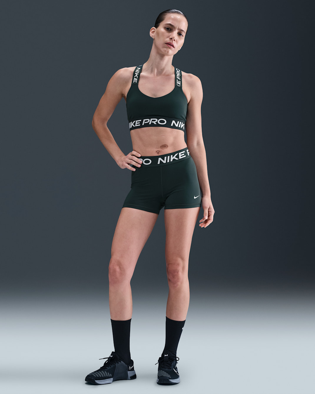 Nike Pro Women's 8cm (approx.) Shorts - Seaweed/White