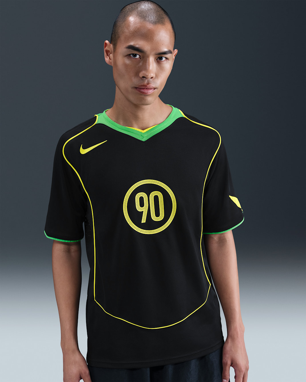 Nike Total 90 Men's Dri-FIT Football Shirt - Black/Green Spark/Opti Yellow/Opti Yellow