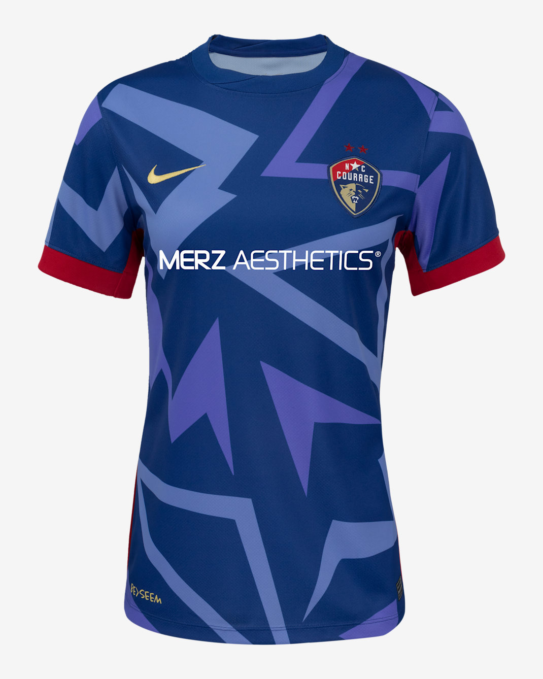 Jersey Nike Dri-FIT de la NWSL Replica para mujer North Carolina Courage 2025 Stadium Home - Azul gimnasio/Carmín