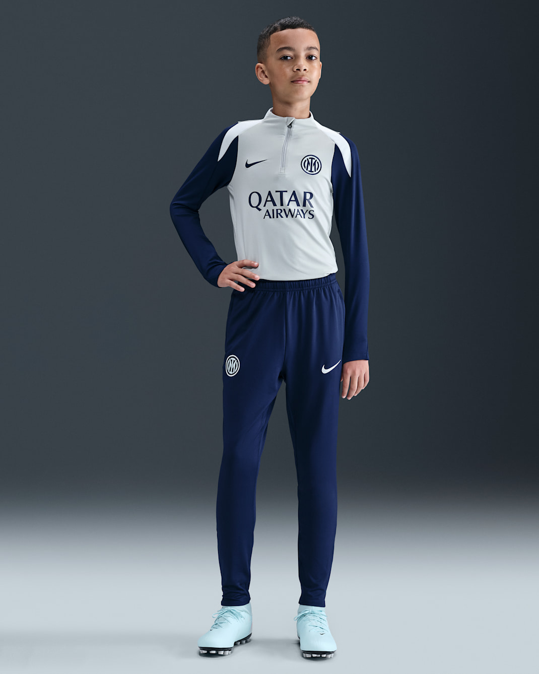 Inter Milan Strike Nike Dri-FIT Örgü Genç Çocuk Futbol Eşofman Altı - Blue Void/Ghost Aqua/Ghost Aqua