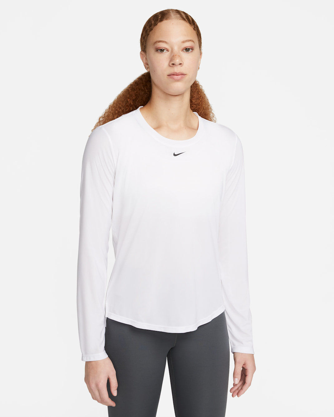 Playera de manga larga con ajuste estándar para mujer Nike Dri-FIT One - Blanco/Negro