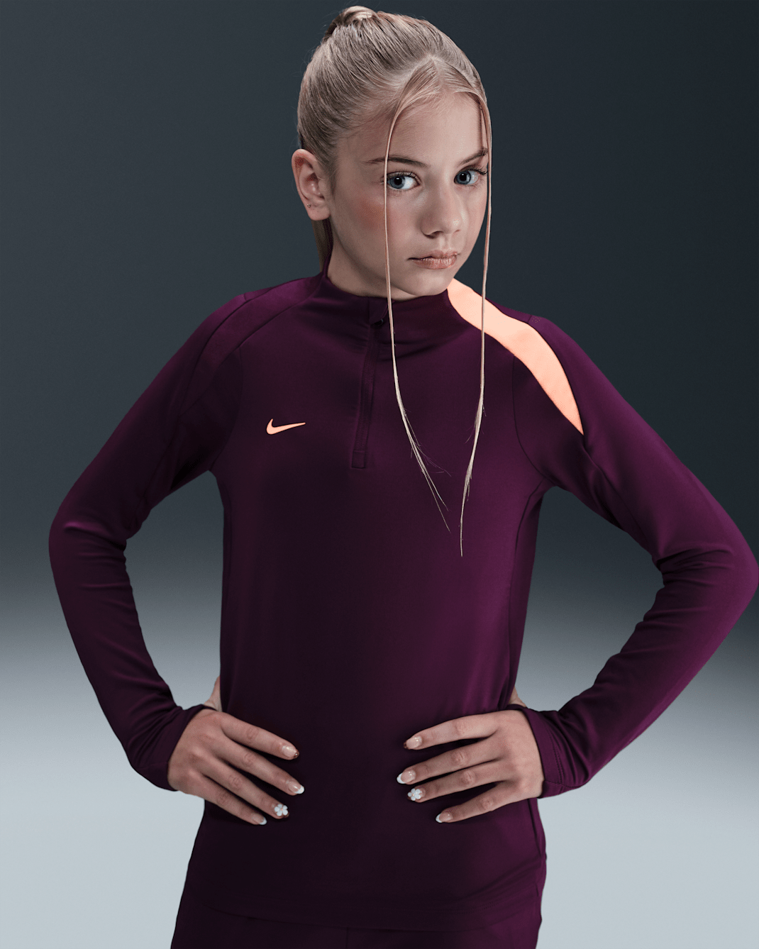Nike Dri-FIT Strike Fußball-Trainingsoberteil für ältere Kinder - Bordeaux/Bordeaux/Orange Pulse/Orange Pulse