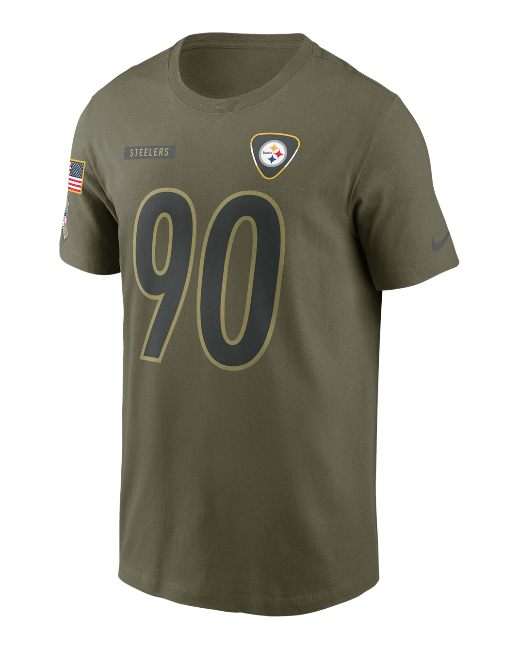 T.J. Playera Nike de la NFL para hombre T.J. Watt Pittsburgh Steelers Salute to Service - Oliva