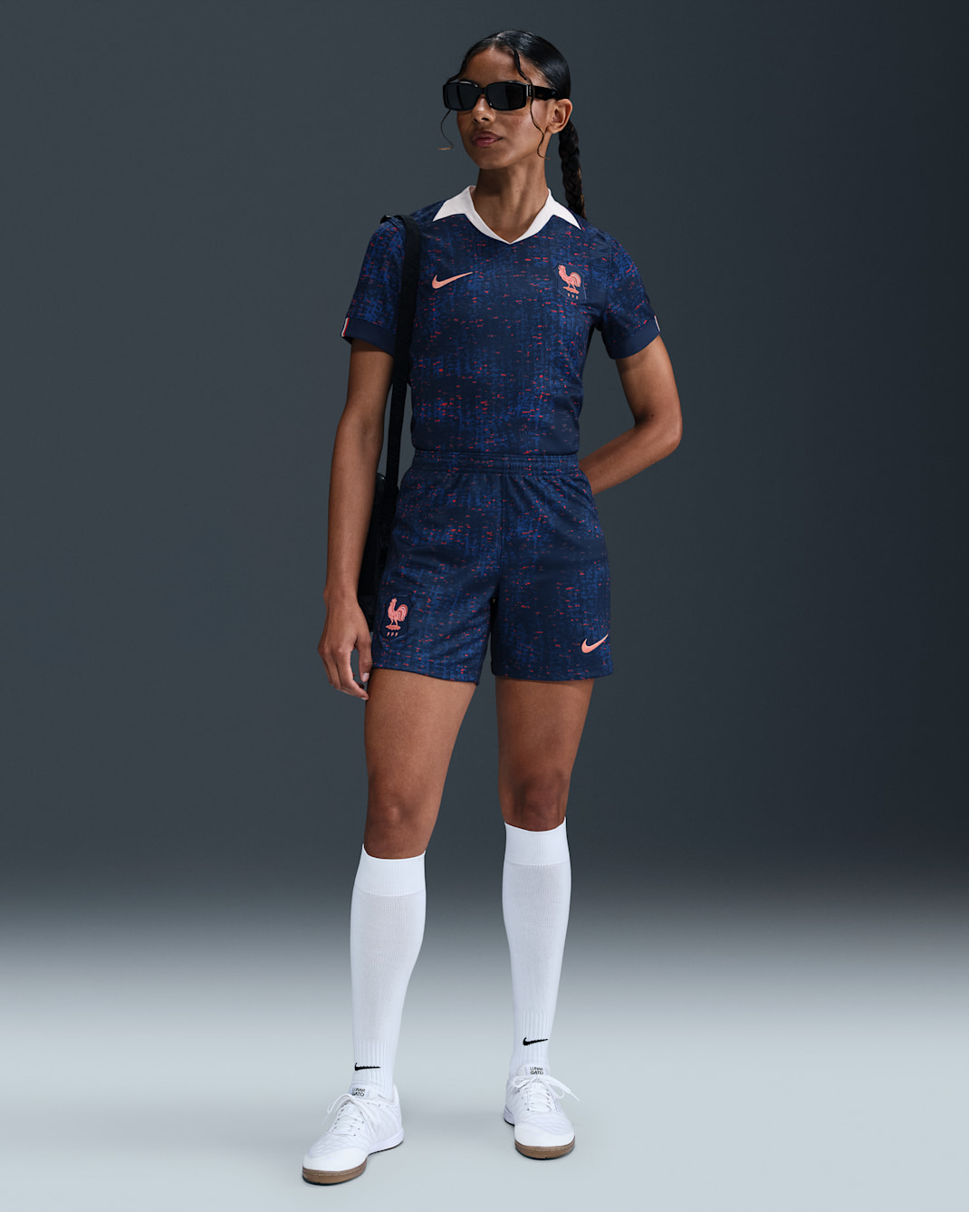 FFF 2025/26 Stadium Home Women's Nike Dri-FIT Football Replica Shorts - Blue Void/Light Madder Root