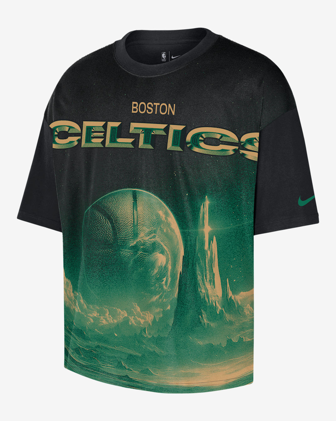 Boston Celtics Courtside Men's Nike NBA Boxy T-Shirt - Black