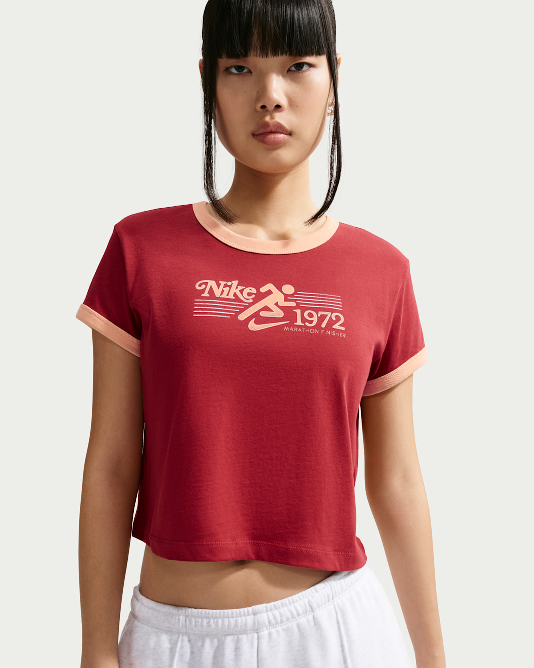 Nike Sportswear Women's Ringer T-Shirt - Team Crimson/Ice Peach/Ice Peach