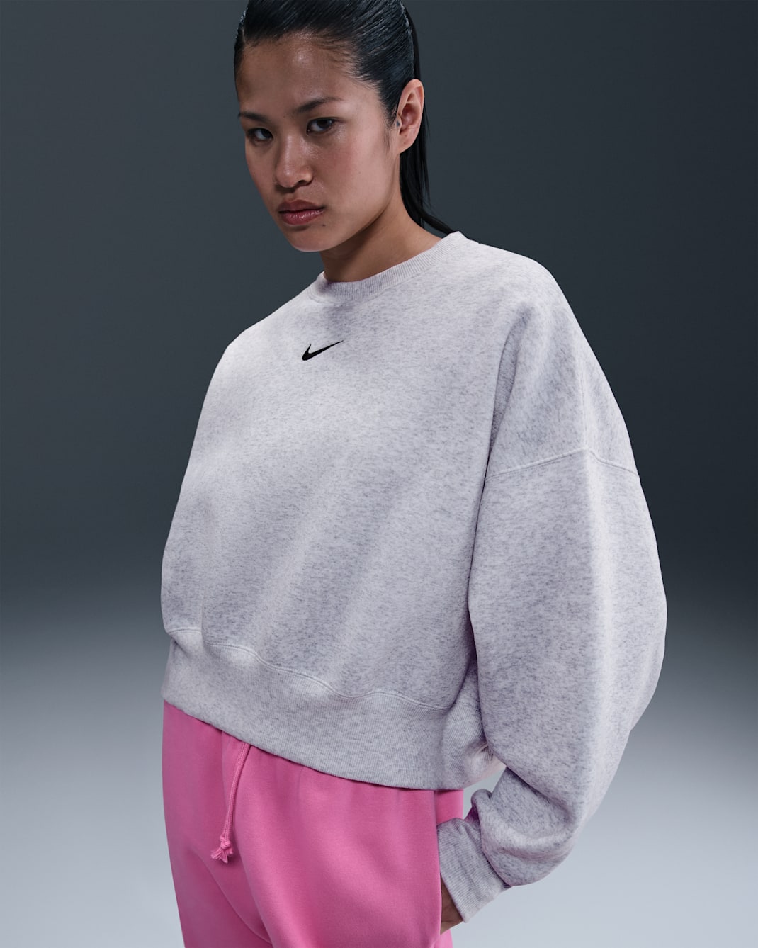 Nike Sportswear Phoenix Fleece Women's Over-Oversized Crew-Neck Sweatshirt - Birch Heather/Black