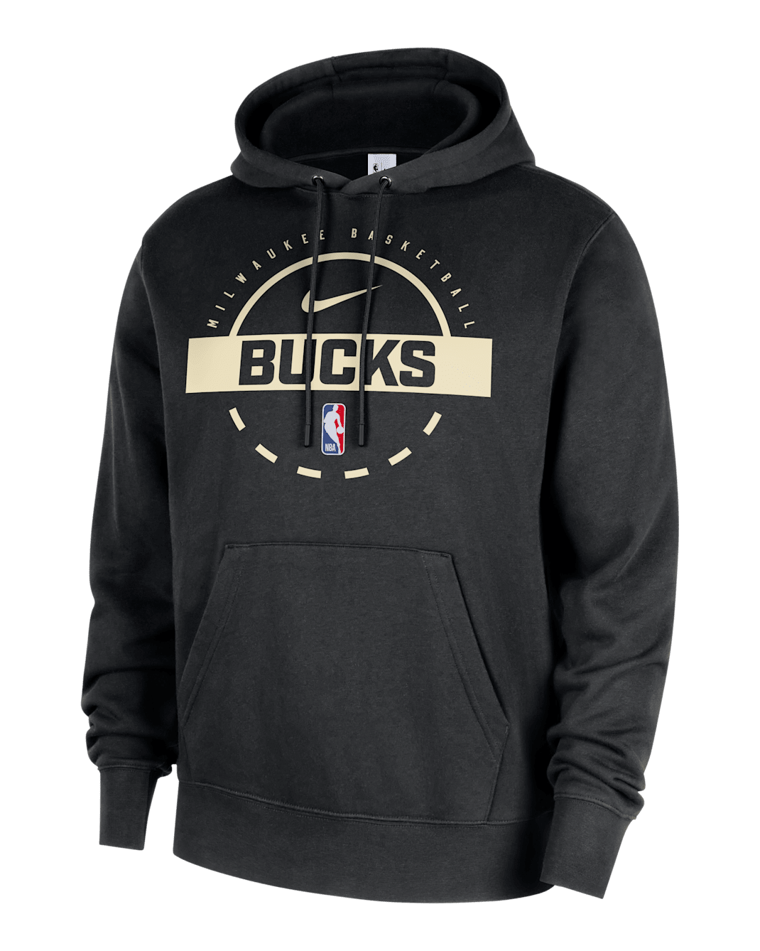 Milwaukee Bucks Club Men's Nike NBA Practice Pullover Hoodie - Black/Flat Opal