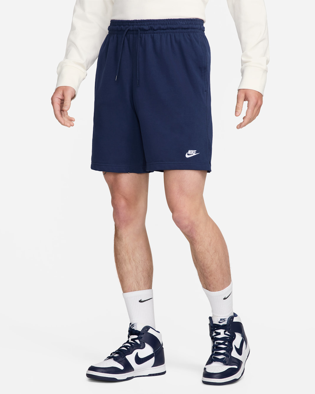 กางเกงขาสั้นแบบถักผู้ชาย Nike Club - Midnight Navy/ขาว