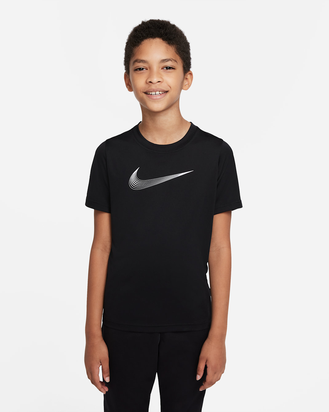 Nike Dri-FIT Older Kids' (Boys') Short-Sleeve Training Top - Black/White