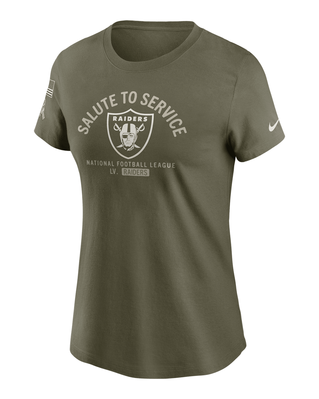 Las Vegas Raiders Salute to Service Sideline Women's Nike NFL T-Shirt - Olive