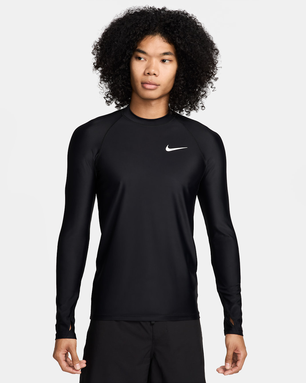 Rashguard de manga larga para hombre Nike Swim Whitewater - Negro