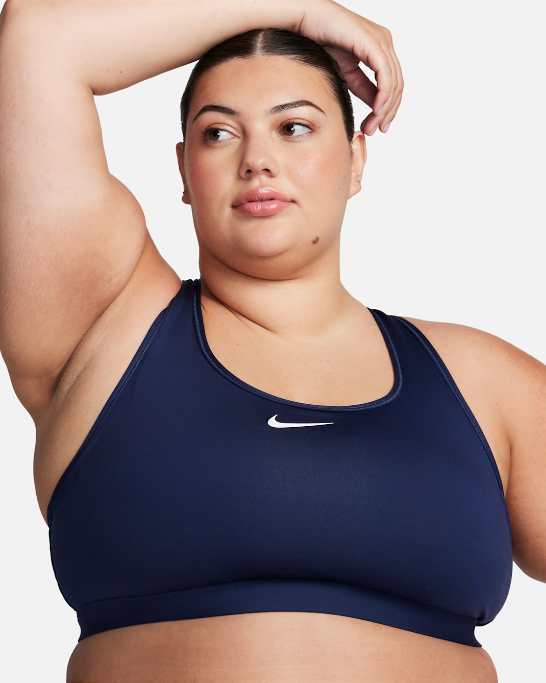 Nike Swoosh Medium Support Women's Padded Sports Bra (Plus Size) - Midnight Navy/White