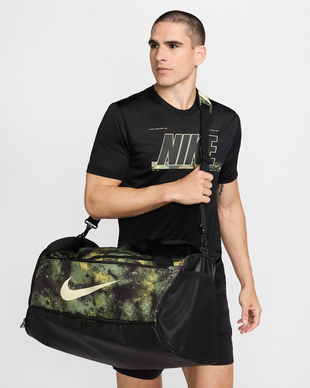 Nike Brasilia Duffel Bag (Medium, 60L) - Oil Green/Black/Coconut Milk