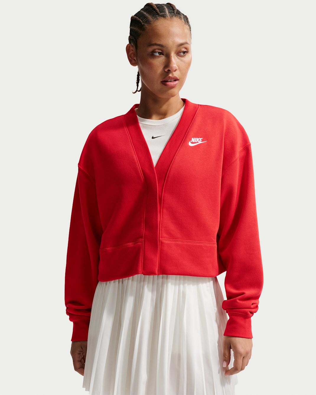 Nike Sportswear Club Fleece Women's Loose Cardigan - University Red/White