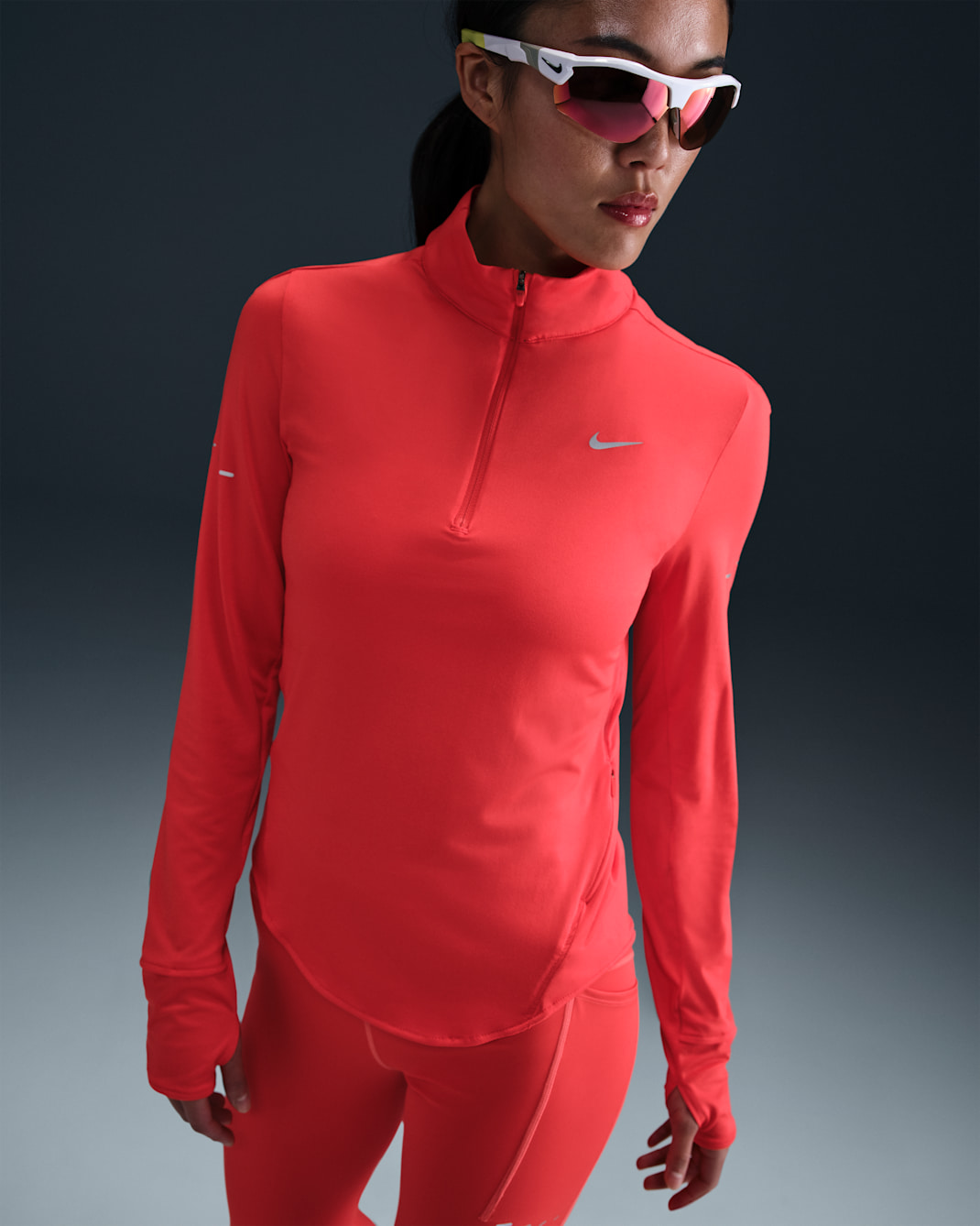 Nike Swift Women's Dri-FIT UV 1/4-Zip Running Top - Light Crimson