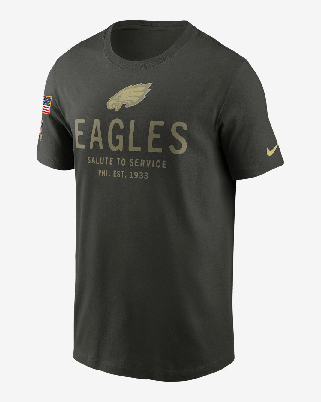 Playera Nike Dri-FIT de la NFL para hombre Philadelphia Eagles Salute to Service Sideline Primary Edge - Secuoya