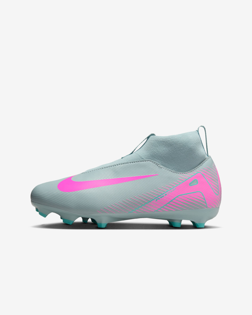 Nike Jr. Mercurial Superfly 10 Academy Younger/Older Kids' Multi-Ground High-Top Football Boot - Ocean Cube/Pink Blast